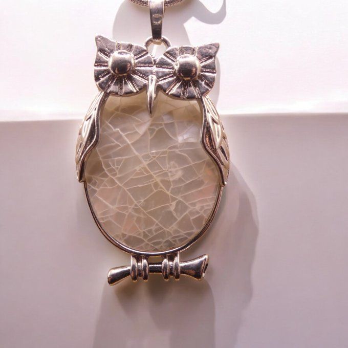 Collier Nacre Pendentif hibou