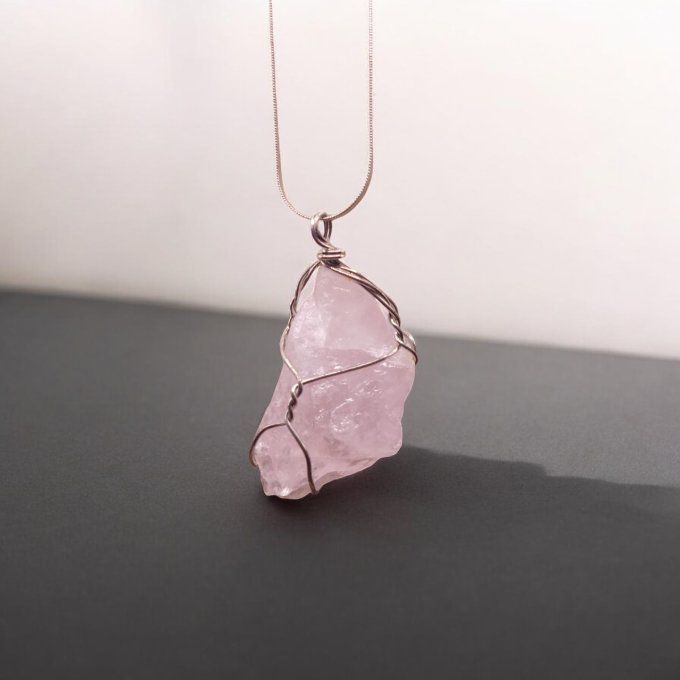 Collier Quartz Rose Brut