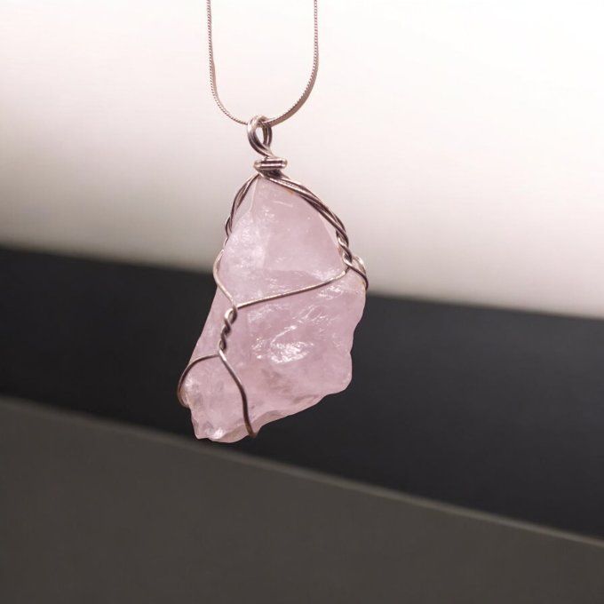 Collier Quartz Rose Brut