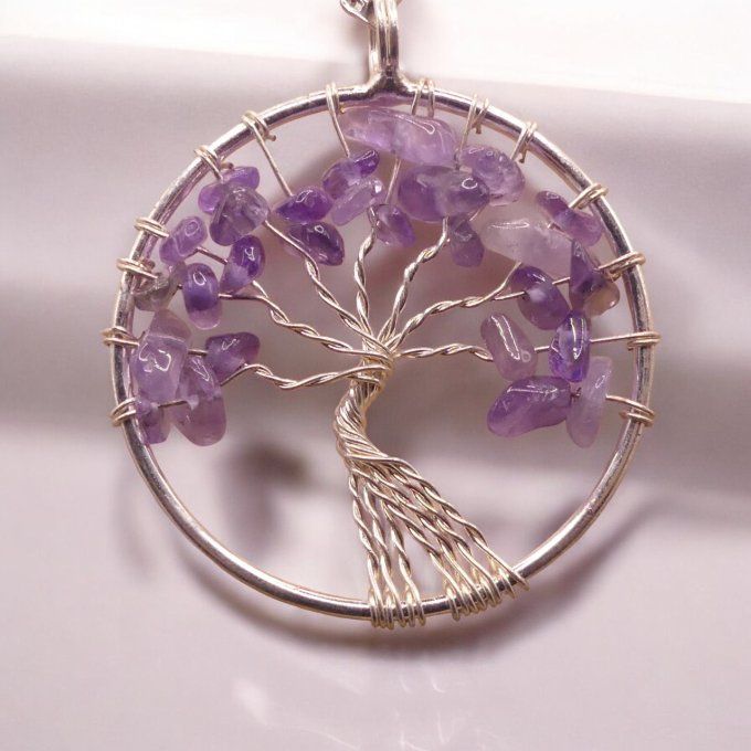 Collier Arbre de vie en Améthyste