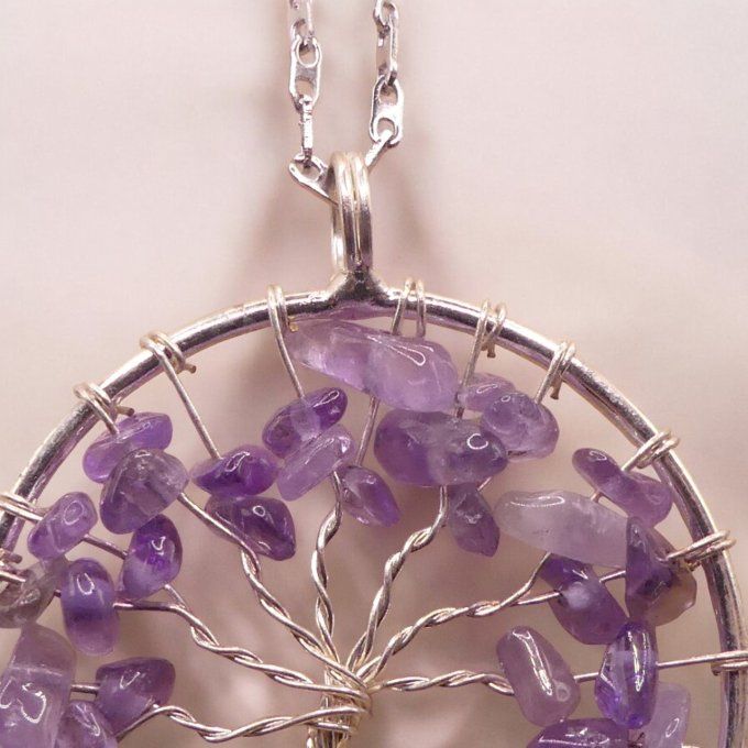 Collier Arbre de vie en Améthyste