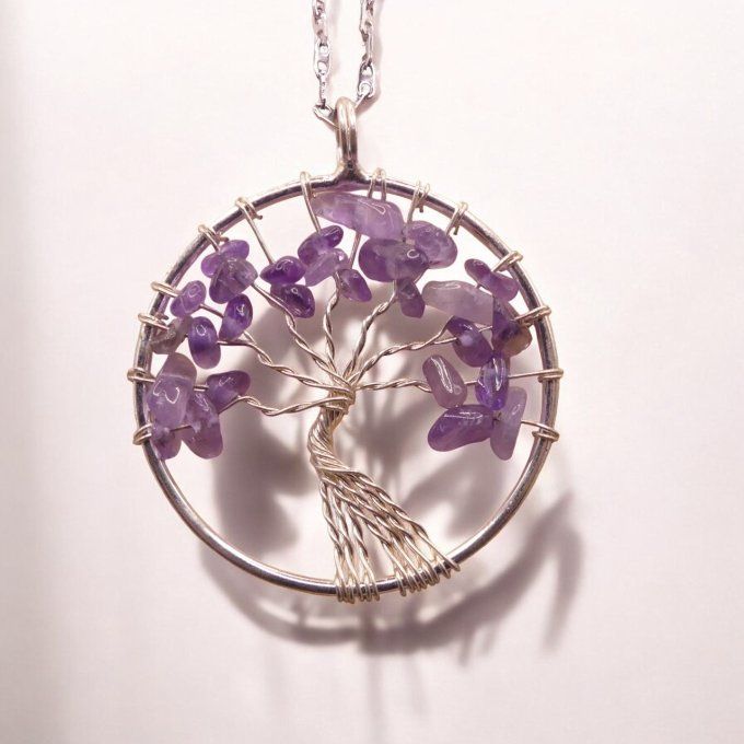 Collier Arbre de vie en Améthyste