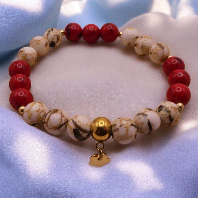 Howlite Blanche et teintée Rouge