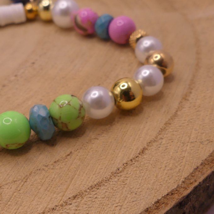 Howlite teintée Rose et Vert