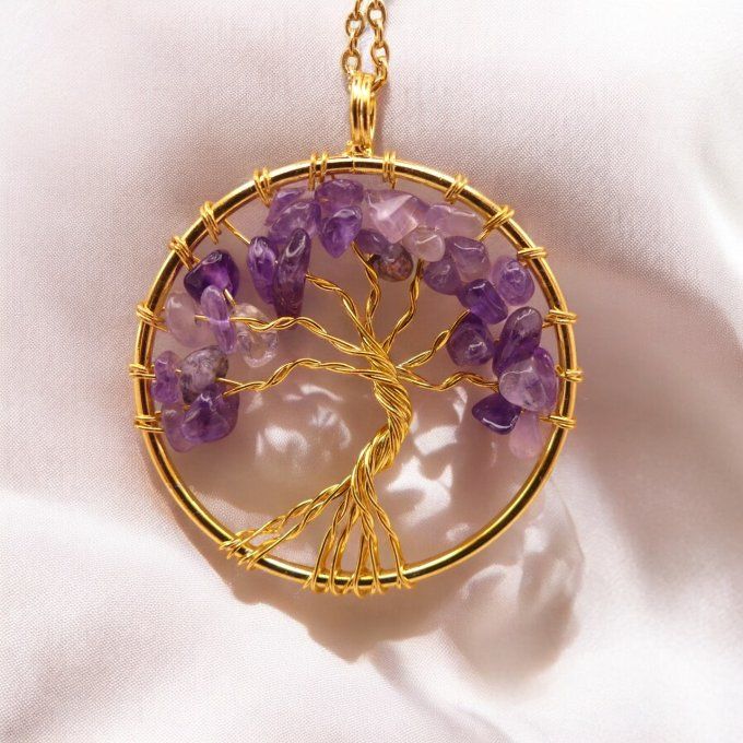 Collier Arbre de vie en Améthyste