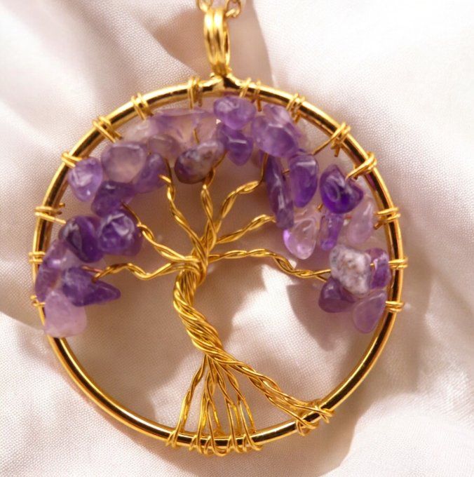 Collier Arbre de vie en Améthyste