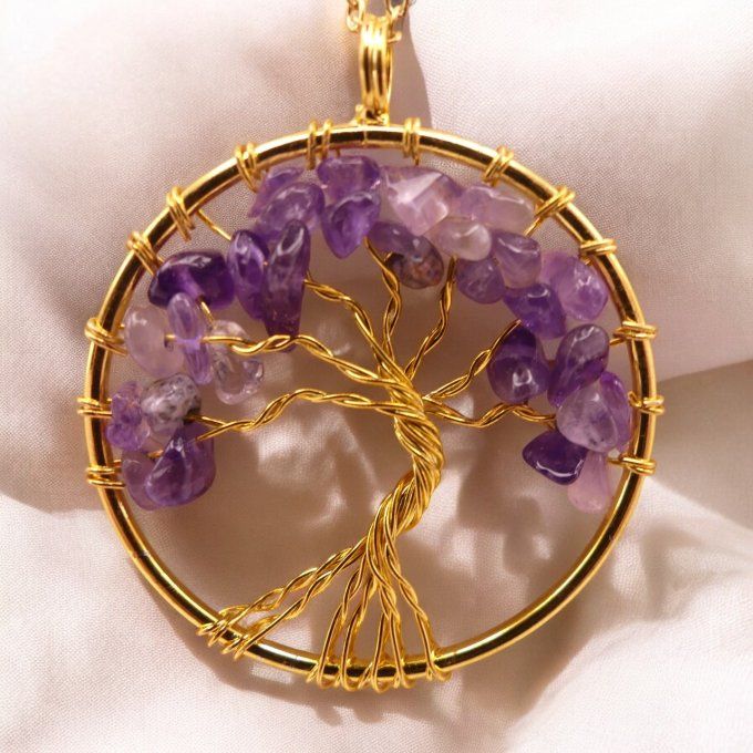 Collier Arbre de vie en Améthyste