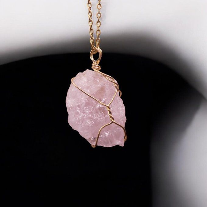 Collier Quartz Rose Brut