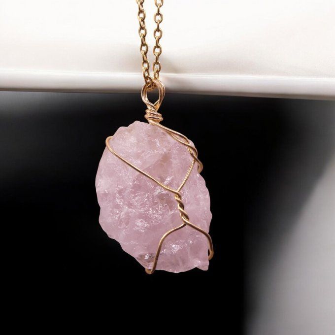 Collier Quartz Rose Brut