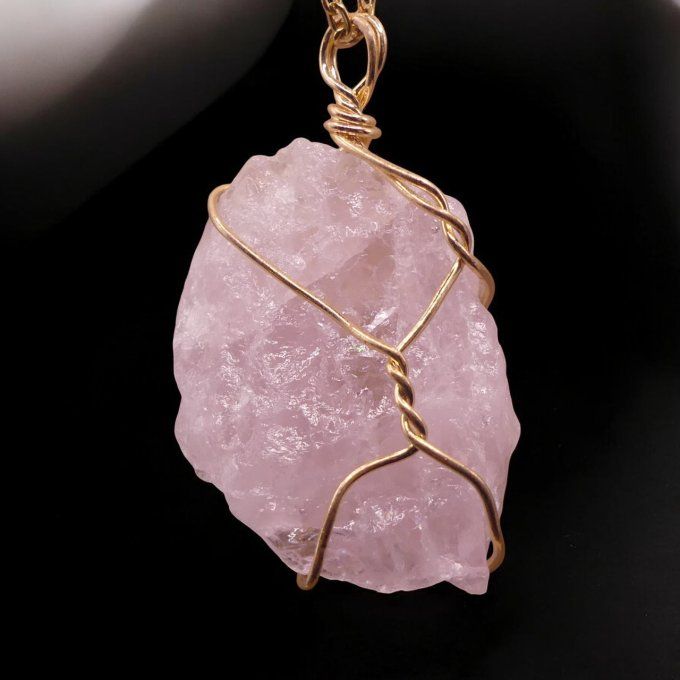 Collier Quartz Rose Brut