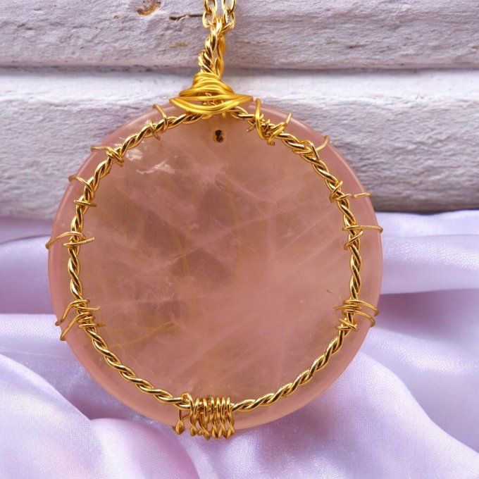 Collier Arbre de Vie en Quartz Rose